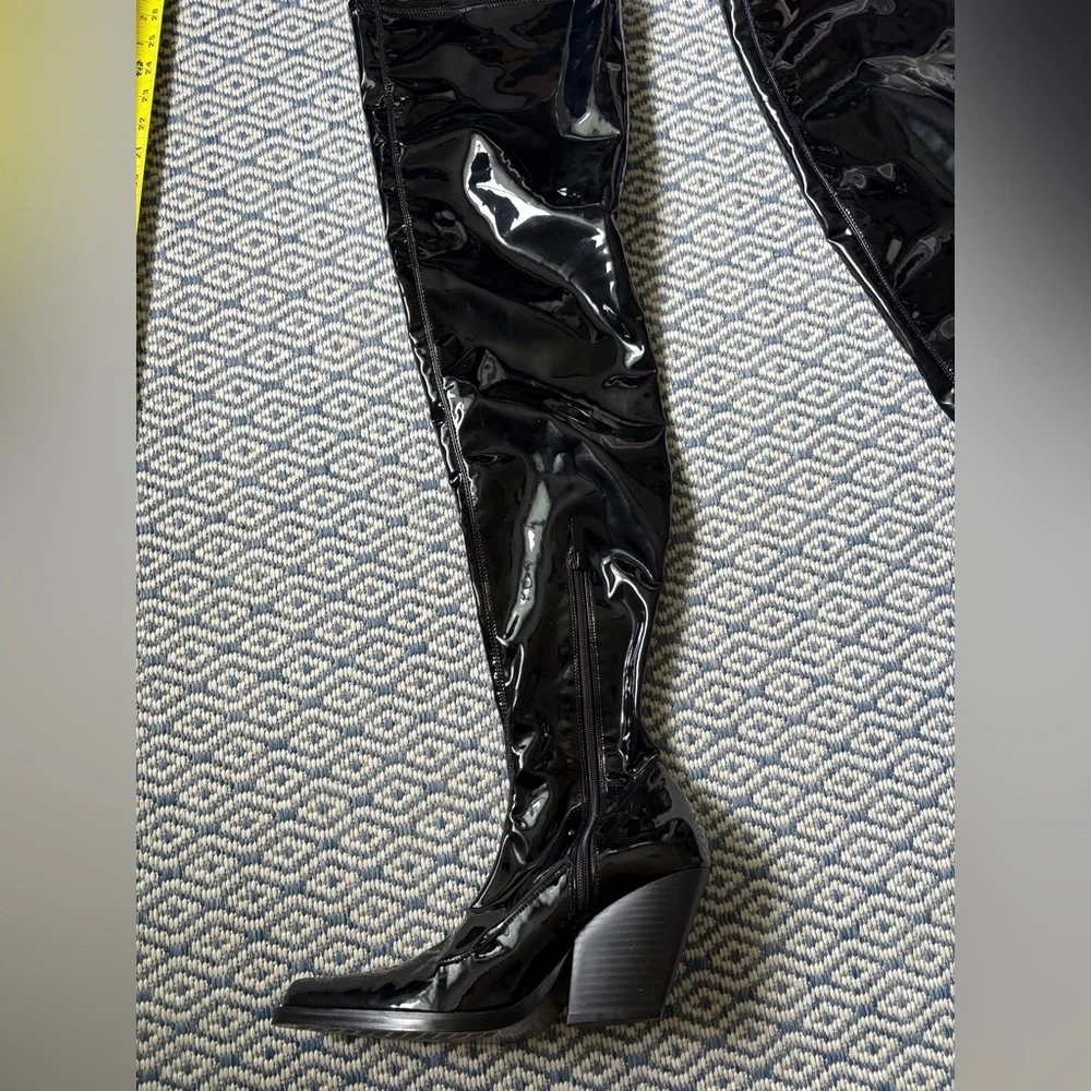 ZARA OVER THE KNEE LATEX WESTERN BOOTS! (Giuseppe Zanotti inspired)